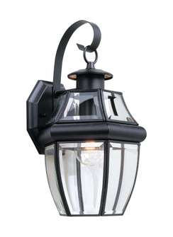 Lancaster traditional 1-light outdoor exterior large wall lantern sconce in black finish with clear (38|8067-12)