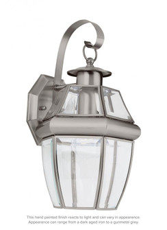 Lancaster traditional 1-light outdoor exterior large wall lantern sconce in antique brushed nickel s (38|8067-965)