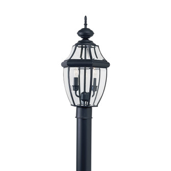 Lancaster traditional 2-light outdoor exterior post lantern in black finish with clear curved bevele (38|8229-12)