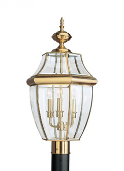 Lancaster traditional 3-light outdoor exterior post lantern in polished brass gold finish with clear (38|8239-02)