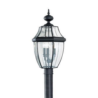 Lancaster traditional 3-light outdoor exterior post lantern in black finish with clear curved bevele (38|8239-12)