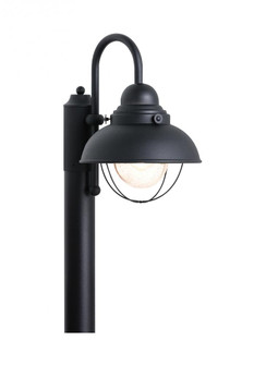 Sebring transitional 1-light outdoor exterior post lantern in black finish with clear seeded glass d (38|8269-12)