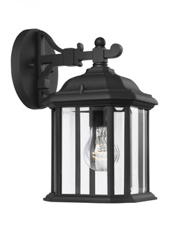 Kent traditional 1-light outdoor exterior small wall lantern sconce in black finish with clear bevel (38|84029-12)