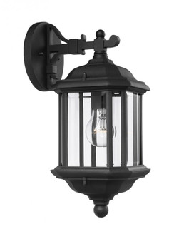 Kent traditional 1-light outdoor exterior medium wall lantern sconce in black finish with clear beve (38|84030-12)