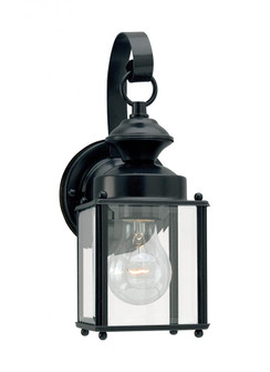 Jamestowne transitional 1-light small outdoor exterior wall lantern in black finish with clear bevel (38|8456-12)