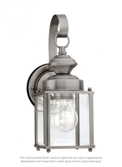 Jamestowne transitional 1-light small outdoor exterior wall lantern in antique brushed nickel silver (38|8456-965)