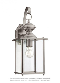 Jamestowne transitional 1-light large outdoor exterior wall lantern in antique brushed nickel silver (38|8458-965)