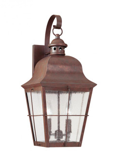 Chatham traditional 2-light outdoor exterior wall lantern sconce in weathered copper finish with cle (38|8463-44)