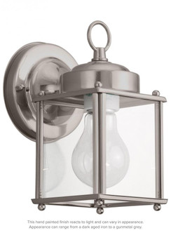 New Castle traditional 1-light outdoor exterior wall lantern sconce in antique brushed nickel silver (38|8592-965)