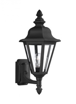 Brentwood traditional 1-light outdoor exterior uplight wall lantern sconce in black finish with clea (38|8824-12)