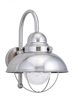 Sebring transitional 1-light outdoor exterior large wall lantern sconce in brushed stainless silver (38|8871-98)