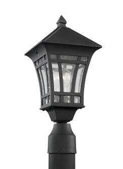 Herrington transitional 1-light outdoor exterior post lantern in black finish with clear seeded glas (38|82131-12)