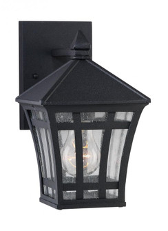 Herrington transitional 1-light outdoor exterior small wall lantern sconce in black finish with clea (38|88131-12)