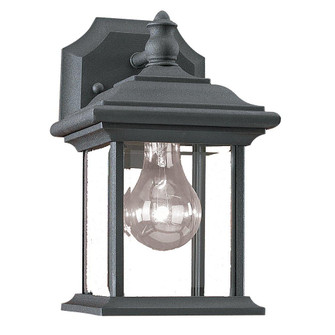 Wynfield traditional 1-light outdoor exterior wall lantern sconce downlight in black finish with cle (38|85200-12)