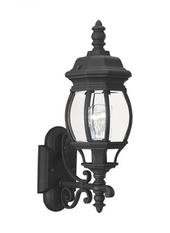 Wynfield traditional 1-light outdoor exterior wall lantern sconce uplight in black finish with clear (38|88200-12)