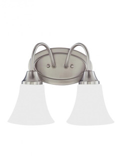 Holman traditional 2-light indoor dimmable bath vanity wall sconce in brushed nickel silver finish w (38|44806-962)