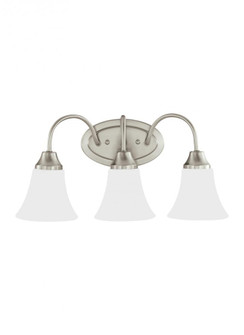 Holman traditional 3-light indoor dimmable bath vanity wall sconce in brushed nickel silver finish w (38|44807-962)