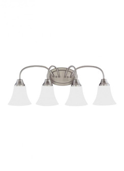 Holman traditional 4-light indoor dimmable bath vanity wall sconce in brushed nickel silver finish w (38|44808-962)