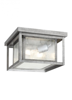Hunnington contemporary 2-light outdoor exterior ceiling flush mount in weathered pewter grey finish (38|78027-57)