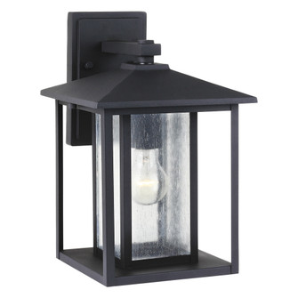 Hunnington contemporary 1-light outdoor exterior medium wall lantern in black finish with clear seed (38|88027-12)