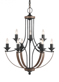Corbeille traditional 9-light indoor dimmable ceiling chandelier pendant light in stardust weathered (38|3280409-846)