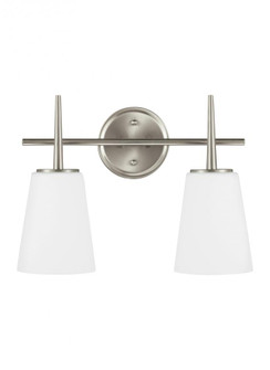 Driscoll contemporary 2-light indoor dimmable bath vanity wall sconce in brushed nickel silver finis (38|4440402-962)