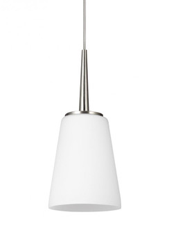 Driscoll contemporary 1-light indoor dimmable ceiling hanging single pendant light in brushed nickel (38|6140401-962)
