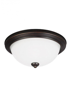 Geary transitional 1-light indoor dimmable ceiling flush mount fixture in bronze finish with satin e (38|77263-710)