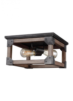 Dunning contemporary 2-light indoor dimmable ceiling flush mount in stardust weathered grey and dist (38|7513302-846)