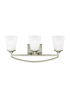 Hanford traditional 3-light indoor dimmable bath vanity wall sconce in brushed nickel silver finish (38|4424503-962)
