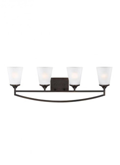 Hanford traditional 4-light indoor dimmable bath vanity wall sconce in bronze finish with satin etch (38|4424504-710)