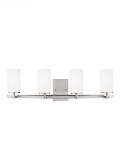 Alturas contemporary 4-light indoor dimmable bath vanity wall sconce in brushed nickel silver finish (38|4424604-962)