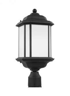 Kent traditional 1-light outdoor exterior post lantern in black finish with satin etched glass panel (38|82529-12)