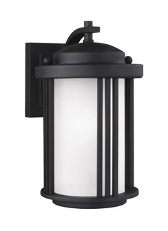 Crowell contemporary 1-light outdoor exterior small wall lantern sconce in black finish with satin e (38|8547901-12)