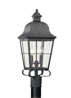 Chatham traditional 2-light LED outdoor exterior post lantern in oxidized bronze finish with clear s (38|8262EN-46)