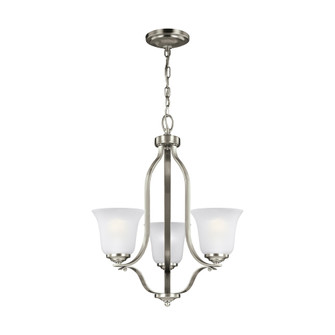 Emmons traditional 3-light indoor dimmable ceiling chandelier pendant light in brushed nickel silver (38|3139003-962)
