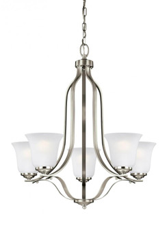 Emmons traditional 5-light indoor dimmable ceiling chandelier pendant light in brushed nickel silver (38|3139005-962)