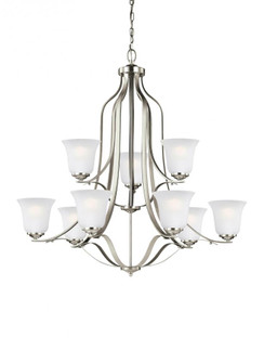 Emmons traditional 9-light indoor dimmable ceiling chandelier pendant light in brushed nickel silver (38|3139009-962)