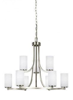 Hettinger transitional 9-light indoor dimmable ceiling chandelier pendant light in brushed nickel si (38|3139109-962)