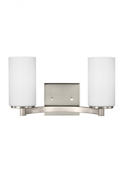 Hettinger transitional 2-light indoor dimmable bath vanity wall sconce in brushed nickel silver fini (38|4439102-962)