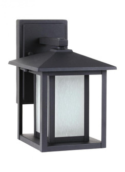 Hunnington contemporary 1-light outdoor exterior small wall lantern in black finish with etched seed (38|89029-12)
