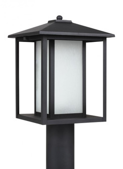 Hunnington contemporary 1-light outdoor exterior post lantern in black finish with etched seeded gla (38|89129-12)