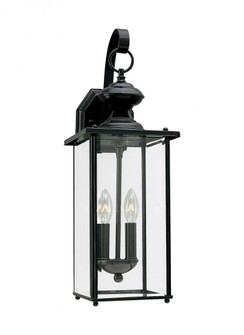 Jamestowne transitional 2-light LED outdoor exterior wall lantern in black finish with clear beveled (38|8468EN-12)