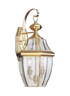 Lancaster traditional 2-light LED outdoor exterior wall lantern sconce in polished brass gold finish (38|8039EN-02)