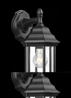Sevier traditional 1-light outdoor exterior small downlight outdoor wall lantern sconce in black fin (38|8338701-12)