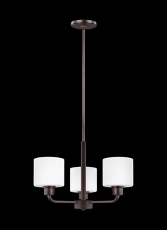 Canfield modern 3-light indoor dimmable ceiling chandelier pendant light in bronze finish with etche (38|3128803-710)