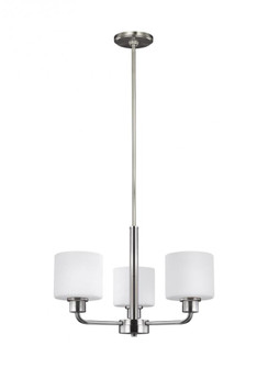 Canfield modern 3-light LED indoor dimmable ceiling chandelier pendant light in brushed nickel silve (38|3128803EN3-962)