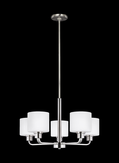 Canfield modern 5-light indoor dimmable ceiling chandelier pendant light in brushed nickel silver fi (38|3128805-962)