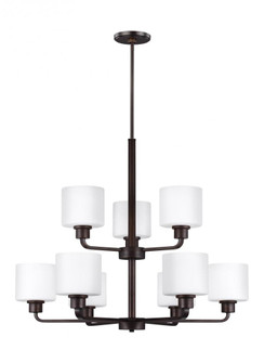 Canfield modern 9-light LED indoor dimmable ceiling chandelier pendant light in bronze finish with e (38|3128809EN3-710)