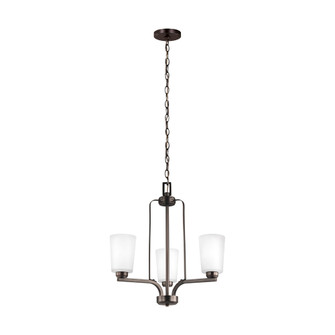 Franport transitional 3-light LED indoor dimmable ceiling chandelier pendant light in bronze finish (38|3128903EN3-710)